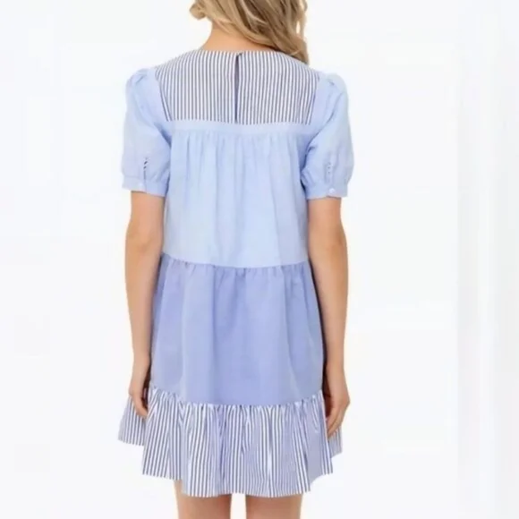 ENGLISH FACTORY Quinn Dress Tier Mini Swing Serenity Blue Tuckernuck Medium - Picture 4 of 8